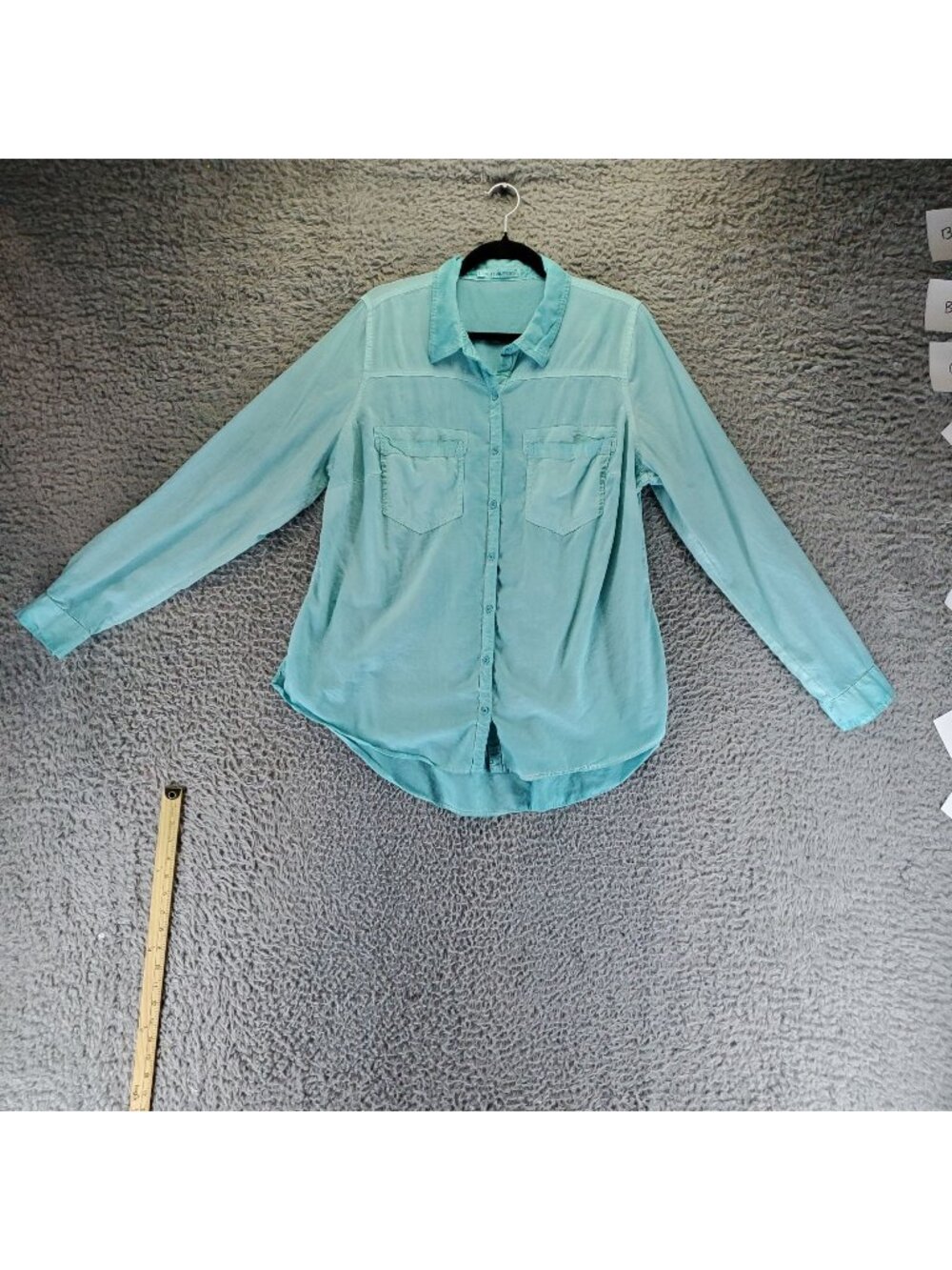 Maurices Top Womens Size 1X Blue Button-Up Long Sleeve Collared Pocket Casual